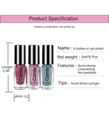Quick Dry Nail Polish Set - Long Lasting Peel-Resistant - 6 Bottles | Perfect Nail Art for Women & Girls - Buy Online on GoSupps.com
