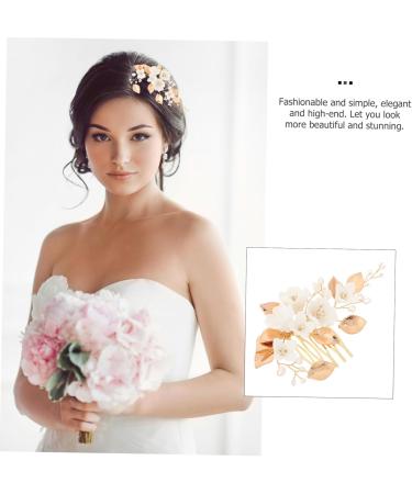 Ipetboom 1pc White Bridal Comb Bride Hair Comb White Hair Clip Bride Headpiece Women Hair Comb Flower Rhinestone Hair Clips Rhinestone Pearl Hair Clips Accessories Ceramics Wedding Women's - Buy Online on GoSupps.com