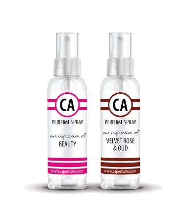 CA Perfume Impression of (Beauty + Velvet Rose Oud) Travel Size Sample Fragrance Refillable Atomizer Long Lasting Eau de Parfum (Cologne) Sprayer / 2 Fl Oz/ 60 ml Beauty + Velvet Rose Oud Impression