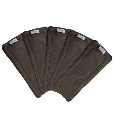 Ohbabyka Baby Cloth Soft Charcoal Bamboo Inserts Reusable Liners Diapers (5 Pieces Black) 5 pieces Black