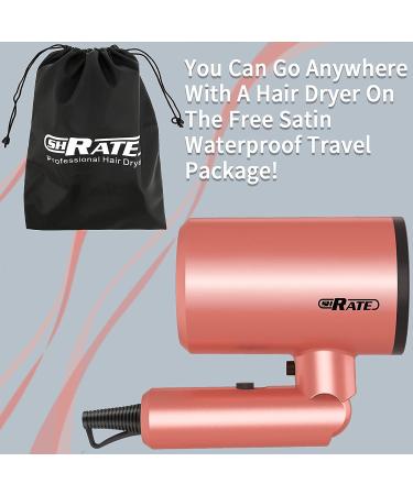 SHRATE 1875W Folding Ionic Hair Dryer with Magnetic Nozzles and Diffuser - Powerful, Lightweight, Quiet, Rose Gold - Ideal for Fast Drying - For Women and Men - Buy Online on GoSupps.com