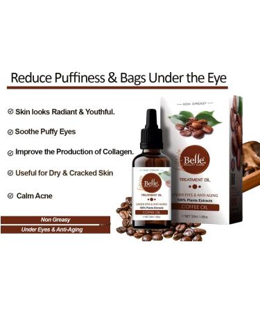 Coffee Oil Non Greasy Face Oil Treatment For Dark Circle Reduces Puffiness Under Eye Treatment Coffee Oil for Normal to Dry Skin 50mL1.69oz By BELLE - Buy Online on GoSupps.com