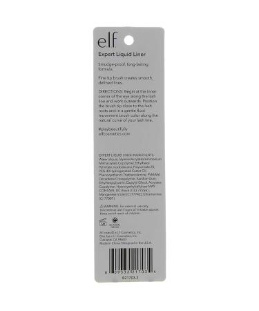 e.l.f. Liquid Eyeliner - High-Pigment Formula with Fine Brush Tip - Midnight 1 Count - Buy Online on GoSupps.com