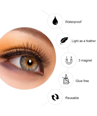 Magnetic 3D Eyelash Set - Reusable Glue-Free False Eyelashes with Tweezers & Storage Box - 8 Pieces - Buy Online on GoSupps.com