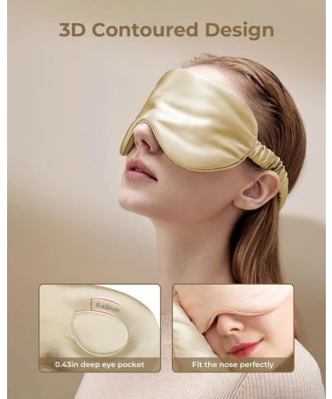 Buy Mulberry Silk Sleep Mask | 3D Contoured Eye Mask for Ultimate Comfort | Soft Breathable Travel-Friendly Blackout Eye Cover in Champagne - Buy Online on GoSupps.com
