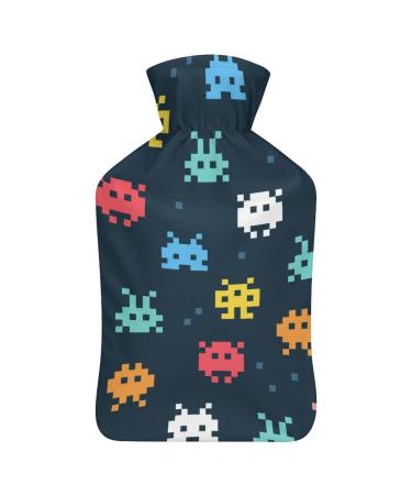 Hot Water Bottle With Lid Colorfrul Pattern Rubber Hot Water Bag For Pain Relief Cramps Foot Warmer Hot And Cold Therapy