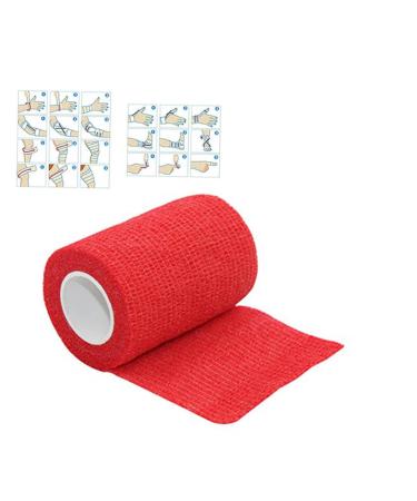 FRCOLOR Elastic Cohesive Colored Tape Breathable First Aid Gauze Self- Adhesive Adhesive Tape Medical White Tape Steri Strips Gauze Tape Protective Gear Elasticity Green Medium