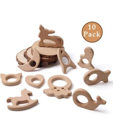 Organic Wood Teether Set for Infants - DIY Rattle Ring for Gum Relief and Toy Holder - Buy Online on GoSupps.com