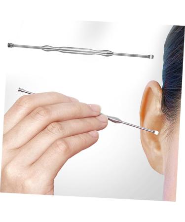 5pcs Stainless Steel Ear Cleaners Set - Ear Wax Removal Curette Kit | Hemoton Earpick Set with Visible Detergent - Silver Ear Spoon and Earplugs - Buy Online on GoSupps.com