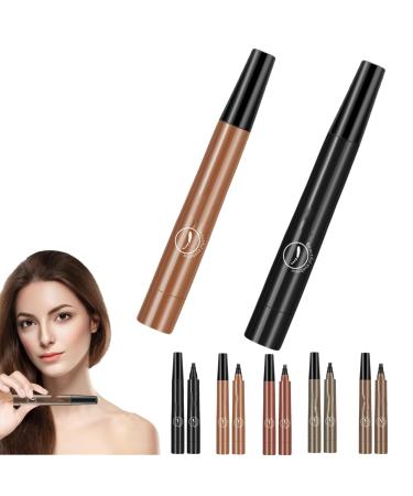 Cohbskj Glowly Secret Eyebrow Pen Unique Quad Eyebrow Pencil Quad Forked Liquid Eyebrow Pencil Long-Lasting Waterproof Microblading Eyebrow Pen (2PCS-E)