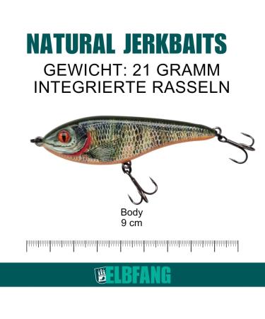 Elbfang Wobbler Jerkbait Set - 5 Artificial Fishing Lures for Pike & Zander | 90mm 21g - Buy Online on GoSupps.com