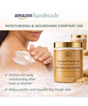 MSCEE Mango Better Butter Oatmeal Milk & Honey Body Butter Rich Whipped Moisturizer for Dry Skin Handmade in Small Batches 8 oz - Buy Online on GoSupps.com