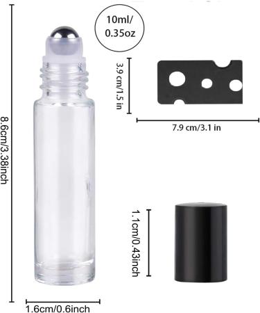 ZEACct 8-Pack 10ml Glass Roll-On Bottles with Stainless Steel Roller Balls | Refillable Etheric Oil Containers for Easy Travel | Durable Mini Bottles for Essential Oils & Fragrances - Buy Online on GoSupps.com