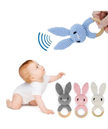 Shop Ncbvixsw Baby Wood Pouring Ring | Crochet Bunnies Rattles & Pacifier Bracelet - Safe Teething Toys for Newborns - Buy Online on GoSupps.com