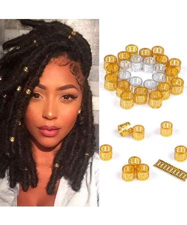 Alileader 100pcs Gold Hair Clips Dreadlock Accessories Hair Beads for Braids for Women Hair Jewelry for Women Braids Hair Accessories for Braids Hair Cuffs Hair Jewelry for Locs (Golden) 100 Count (Pack of 1) Gold
