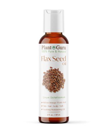 Flaxseed Oil 2 fl. oz. Unrefined Cold Pressed 100% Pure Natural Carrier For Skin Face Body Moisturizer and Hair Growth.