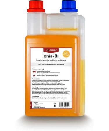 Ruemar Chia Oil 1L - Cold Pressed 100% Pure Slavia Hispanica for Horses & Dogs | International Shipping Available - Buy Online on GoSupps.com