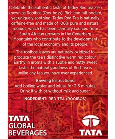 Tetley Rooibos Red Tea - 40 Tea Bags 100 Grams Naturally Caffeine Free - Buy Online on GoSupps.com