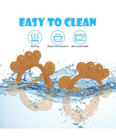 Vicloon Baby Bite Toys - 2PC Soft Silicone BPA-Free Rings | Dental Aid & Soothing Toy for 3+ Months | Brown - Buy Online on GoSupps.com