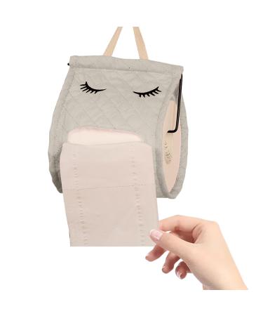 Toilet Roll - Hangable Cotton Cute Eyelash Shape Toilet Paper Organizer for Bathroom | Toilet Paper Dispenser Box for Camping Bathroom RV Car Travel No Glue or Drill Needed Tosier Grey
