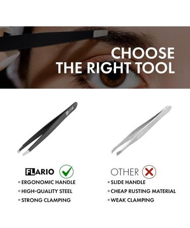 Professional Brow Tweezers | Stainless Steel Facial Hair Removal Tweezers | Black Matt with Slanted Tip | For easy plucking | For Eyebrows and Lashes - Buy Online on GoSupps.com