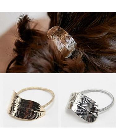 Buy Daedalus 2pcs Women Leaf Design Elastic Ponytail Holder Hair Bands - Stylish & Durable Hair Accessories for International Shipping - Buy Online on GoSupps.com
