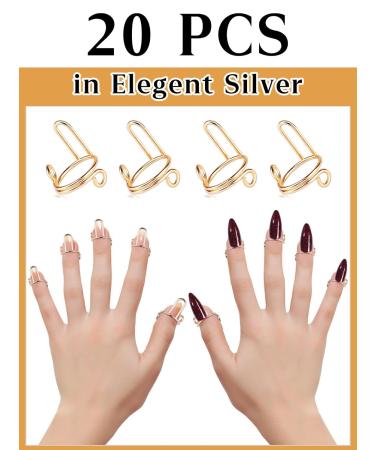 Ebanku 20pcs Adjustable Wudu Nail Rings Set with 96PCs Glue | Reusable Gold Fingernail Jewelry for Acrylic & Artificial Nail Art - Buy Online on GoSupps.com