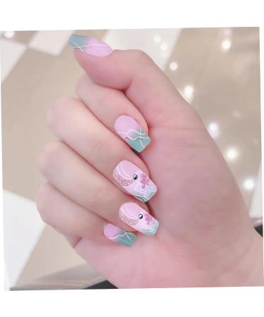 1 Set Acrylic Press on Nails Square Fake Nails with Glue Press on Nails Gradient Flower Fake Nails with Designs Full Cover Medium Coffin Press on Nails - Buy Online on GoSupps.com