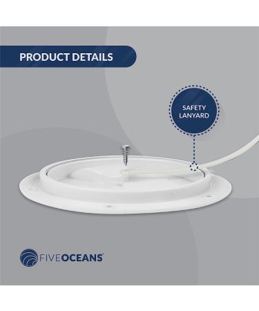 Five Oceans Marine Round Inspection Deck Plate Hatch - White, Water Tight, Outdoor Installation - 4 Deck Plate - Buy Online on GoSupps.com