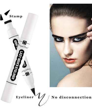 Waterproof Eyeliner Stamp - Liquid Eyeliner Pen with Stamps Long-Lasting Eye Pencil Eye Shadow Pen Waterproof Liquid Make Up Pencil for Natural Looking Pologmase - Buy Online on GoSupps.com