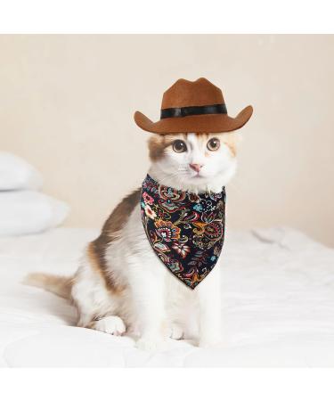 Jupsk Pet Dogs Cats Cowboy Costume Hats and Bandanas Scarf Set of 4 Pet Cowboy Caps and Triangle Scarves Accessories for Puppy Kitten Pet Party Festival and Daily Wearing Decoration - Buy Online on GoSupps.com