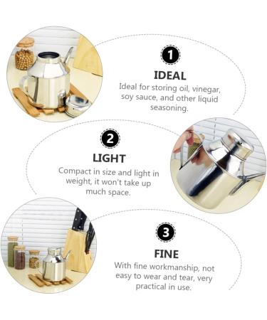 Zerodeko Sauce Pot Oil Bottles for Cooking Stainless Steel Oil Stainless Steel Pitcher with Lid Practical Seasoning Bottle Salad Oil Dispenser Kitchen Supplies Metal Household 14.5X12X8.5CM Silver - Buy Online on GoSupps.com