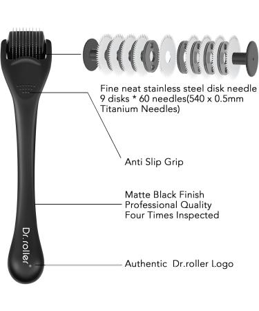 Dr.roller Derma Roller Hair Growth Men Beard Roller Microneedling Roller for Growth 540 0.25mm Titanium Micro Needles Beard Growth Roller (Black) - Buy Online on GoSupps.com