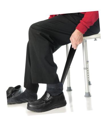 DOITOOL 2pcs Long Stainless Steel Shoehorn Set - Household and Travel Shoe Assist Tool for Men, Women, Kids - Pregnancy Helper, Black Handle - 41.3x4.3cm - Buy Online on GoSupps.com