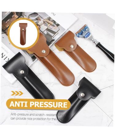 Beavorty Razor Storage Case - Travel-Friendly PU Cover for Shaving Razors Stylish Brown Design 16.5x4.2x1cm - Buy Online on GoSupps.com