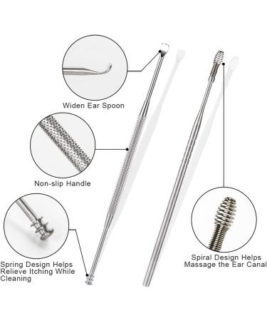 Stainless Steel Ear Cleaner Tool Set for Safe Ear Wax Removal - Includes Ear Curette, Ear Pick, Swab, Brush, and Storage Box - Buy Online on GoSupps.com
