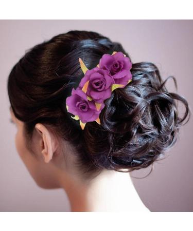 7 Pack Fake Rose Flower Hair Combs Hairpins for Women - Bridal Wedding Beach Party Hair Accessories - Buy Online on GoSupps.com