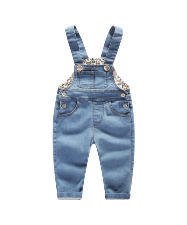 KIDSCOOL SPACE Baby & Little Boys/girls Water Washed Ripped Soft Denim Overalls 2-3 Years Light blue-2061