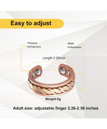 Shop Stylish Copper Rings for Women - Adjustable Three Color Gold Pure Copper Magnetic Jewelry - Buy Online on GoSupps.com