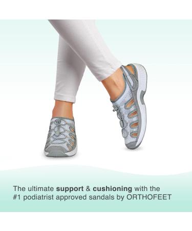 Orthofeet Women's Arch Support Sandals for Heel & Foot Pain Relief - Laguna 8 Wide Grey - Buy Online on GoSupps.com