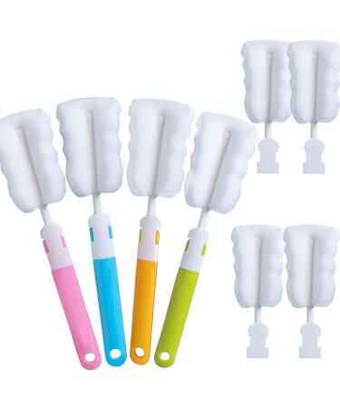 Premium Bottle Brush Sponge Set - 4 Replacement Heads for Baby & Insulated Bottles | Portable Long Handle Cleaner - Buy Online on GoSupps.com