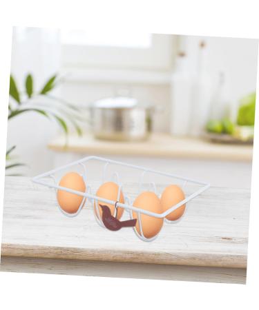 Angoily Egg Rack Egg Display Stands Fridge Containers Egg Holder Tray Eggs Refrigerator Iron Dispenser White White 18X12X5.5CM - Buy Online on GoSupps.com