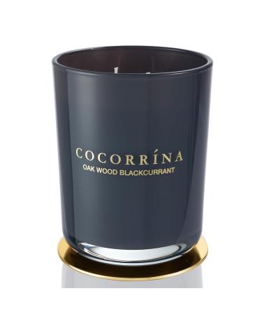 Cocorr na Candle fragrance candle in a glass - oak wood black currant burning time up to 46 hours with 2 wicks natural soy candle Christmas gift candle 420g oak black currant 420g