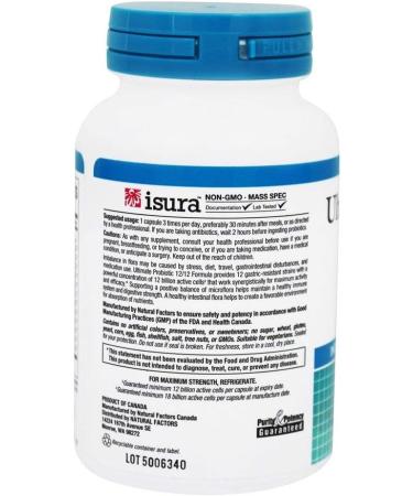 Natural Factors Ultimate Probiotic 12/12 Formula - Digestive Health Support Supplement with Probiotics - Immunity & Gut Health Support Supplement - 60 Vegetarian Capsules (60 Servings) 60 Count (Pack of 1) - Buy Online on GoSupps.com