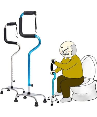 Adults Crutches Quad Base Cane Sit to Stand Walker Lightweight Sturdy Mobility Adjustable Walking Cane 4 Foot Base TPR Handles Seniors & Handicap (Color : Silver) - Buy Online on GoSupps.com