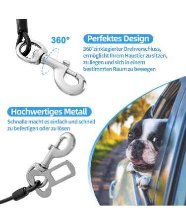 Mi Metty Strap Off Dog Car Leash - Bite-Resistant Steel Wire with Car Strap - 16 inch Black for All Dogs - Buy Online on GoSupps.com