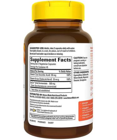 Nature Made Immune & Respiratory Blends with Vitamin C, D3, and Epicor - 90 Vegetarian Capsules - Buy Online on GoSupps.com