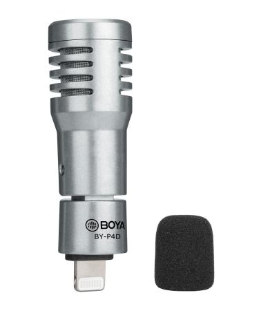 BOYA BY-P4D iPhone Microphone iOS Mini Plug&Play Phone Mic with Lightning Port for iPhone14/14 13 Pro/iPad External Microphone with Wind Foam for YouTube,Vlogging,Live Stream