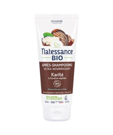 Natessance - Ultra-Nourishing Conditioner - Organic Shea Butter & Vegetable Keratin - Certified Organic Cosmos Organic - 100% Vegetable Tube - 200 ml