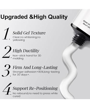 Vgvgaj Solid Nail Glue Gel Clear Acrylic Nail Tips with Solid Gel 30ml Strong Adhesion Modelling Gel and Non Adhesive Formula for Women Girls - Buy Online on GoSupps.com